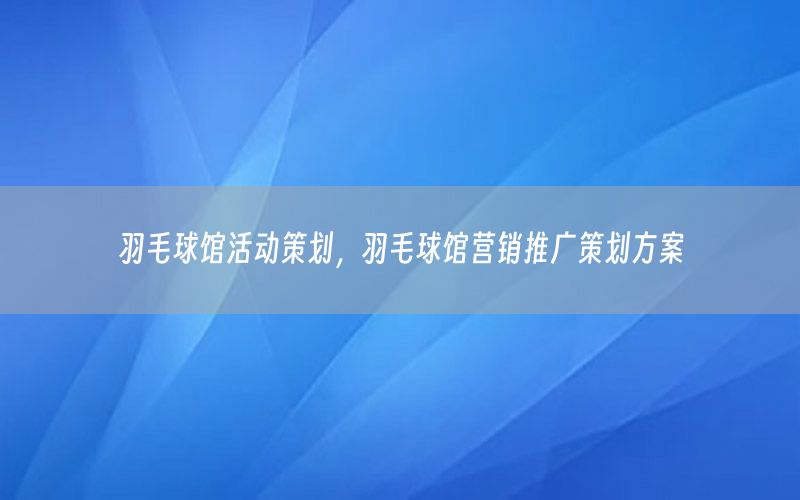 羽毛球馆活动策划，羽毛球馆营销推广策划方案