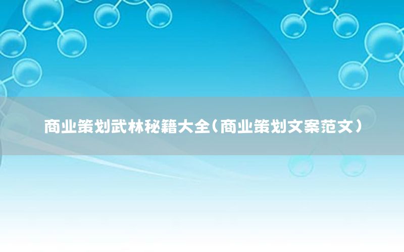 商业策划武林秘籍大全（商业策划文案范文）