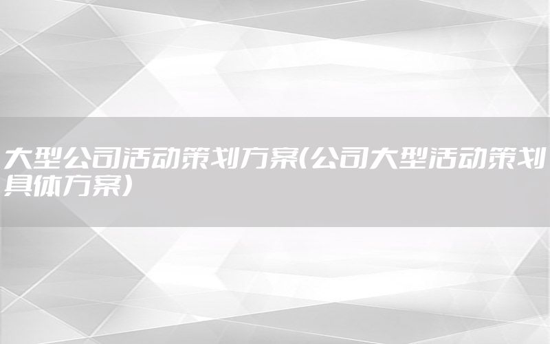 大型公司活动策划方案（公司大型活动策划具体方案）