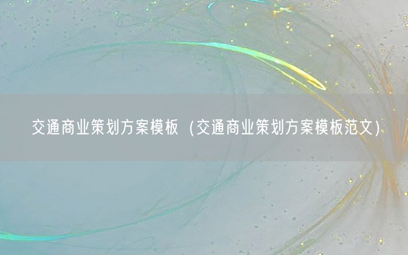 交通商业策划方案模板（交通商业策划方案模板范文）