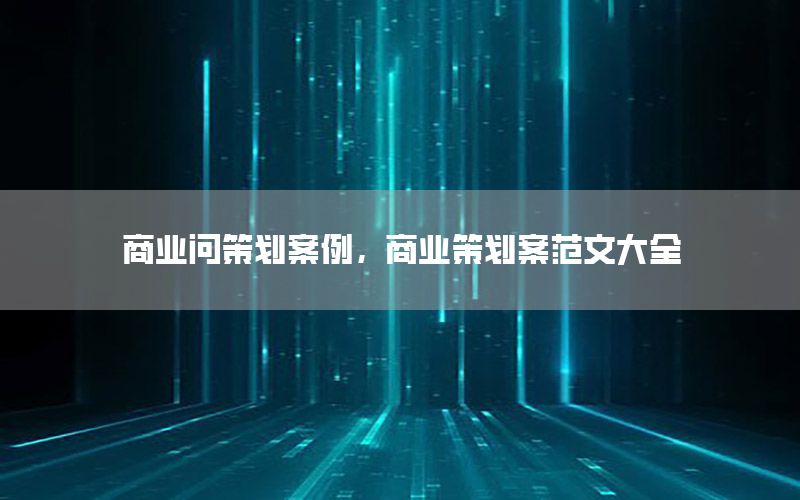 商业问策划案例，商业策划案范文大全