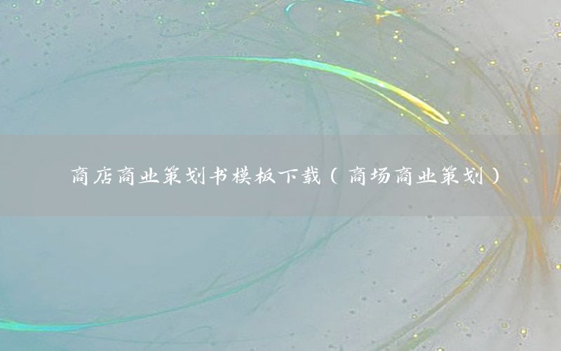 商店商业策划书模板下载（商场商业策划）