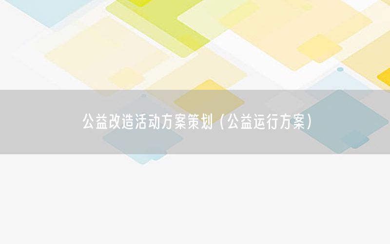 公益改造活动方案策划（公益运行方案）