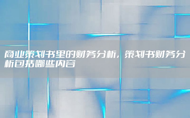 商业策划书里的财务分析，策划书财务分析包括哪些内容