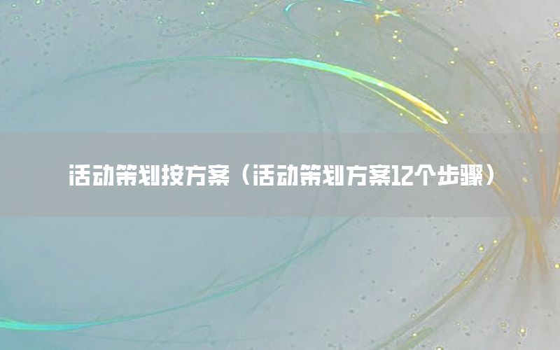 活动策划按方案（活动策划方案12个步骤）