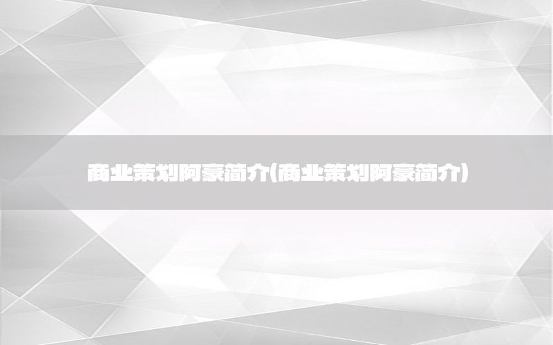 商业策划阿豪简介（商业策划阿豪简介）