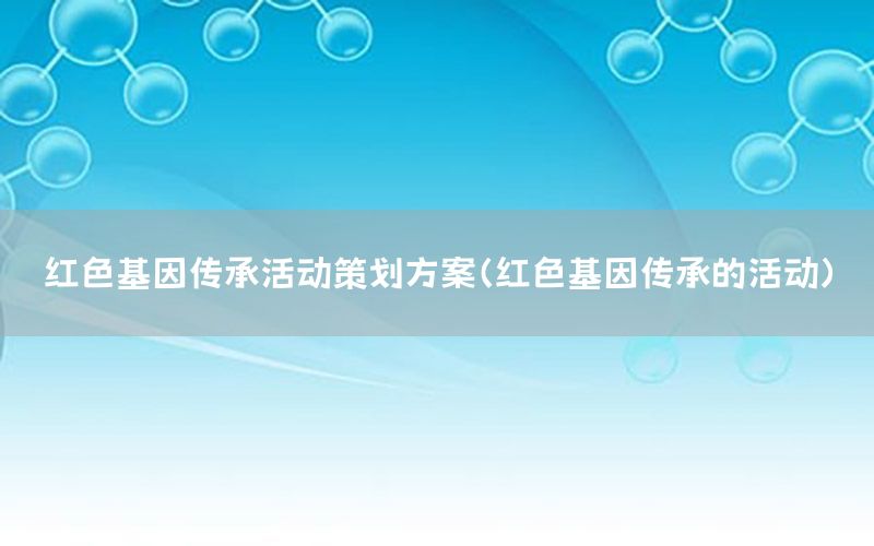 红色基因传承活动策划方案（红色基因传承的活动）