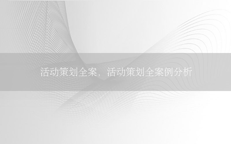 活动策划全案，活动策划全案例分析