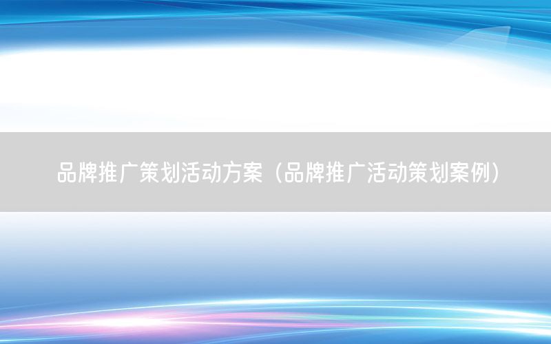 品牌推广策划活动方案（品牌推广活动策划案例）