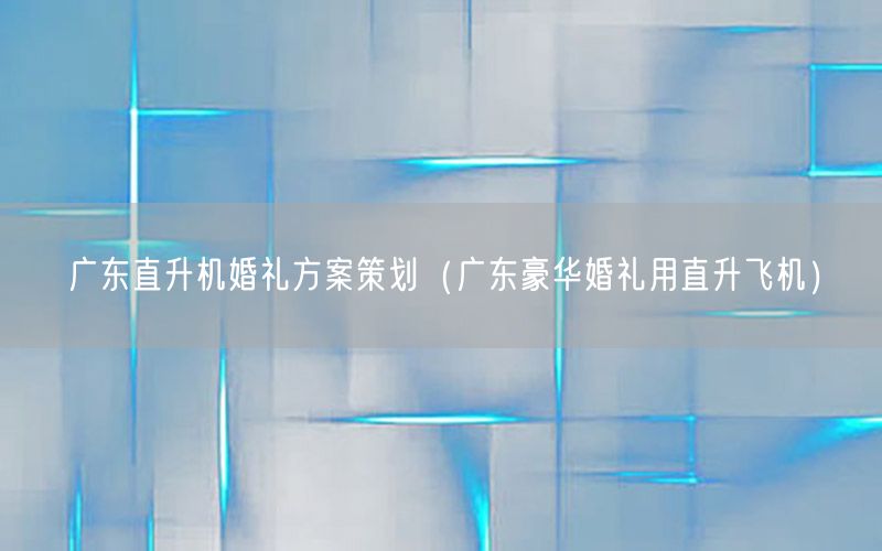 广东直升机婚礼方案策划（广东豪华婚礼用直升飞机）