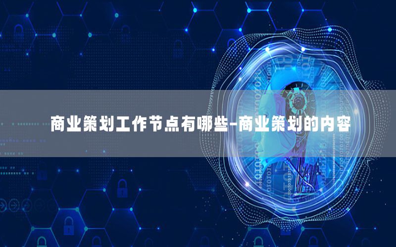 商业策划工作节点有哪些-商业策划的内容