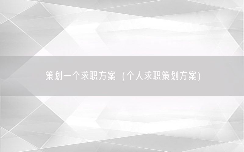 策划一个求职方案（个人求职策划方案）