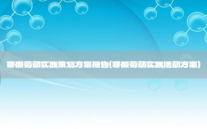 寒假劳动实践策划方案报告（寒假劳动实践活动方案）