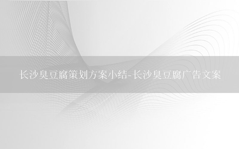 长沙臭豆腐策划方案小结-长沙臭豆腐广告文案