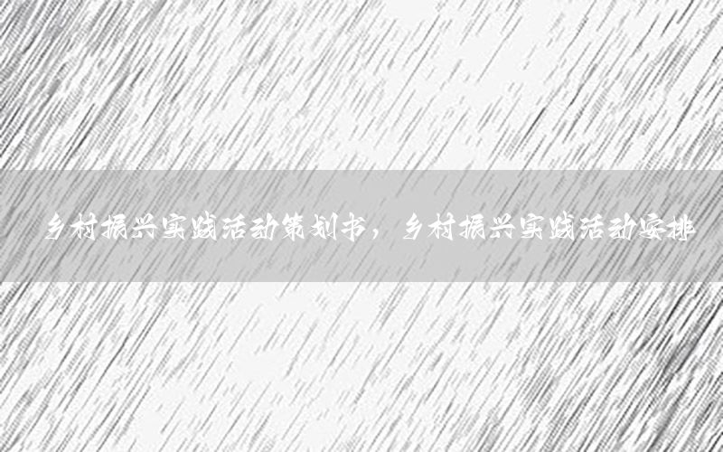 乡村振兴实践活动策划书，乡村振兴实践活动安排