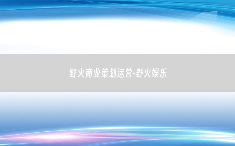 野火商业策划运营-野火娱乐